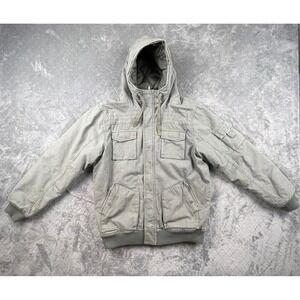 Brandit Hooded Jacket XL Khaki Green Quilted Lining Military Style Utility Chore